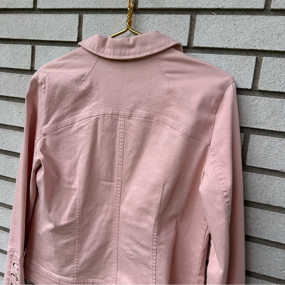 NWT Baccini Pink Moto Zip Jacket with Lace-Up Cuffs Size M Balletcore Coquette - Picture 7 of 12